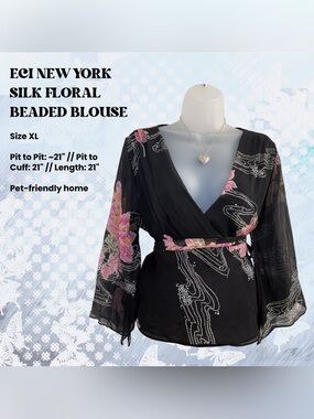 ECI New York Silk Floral Blouse